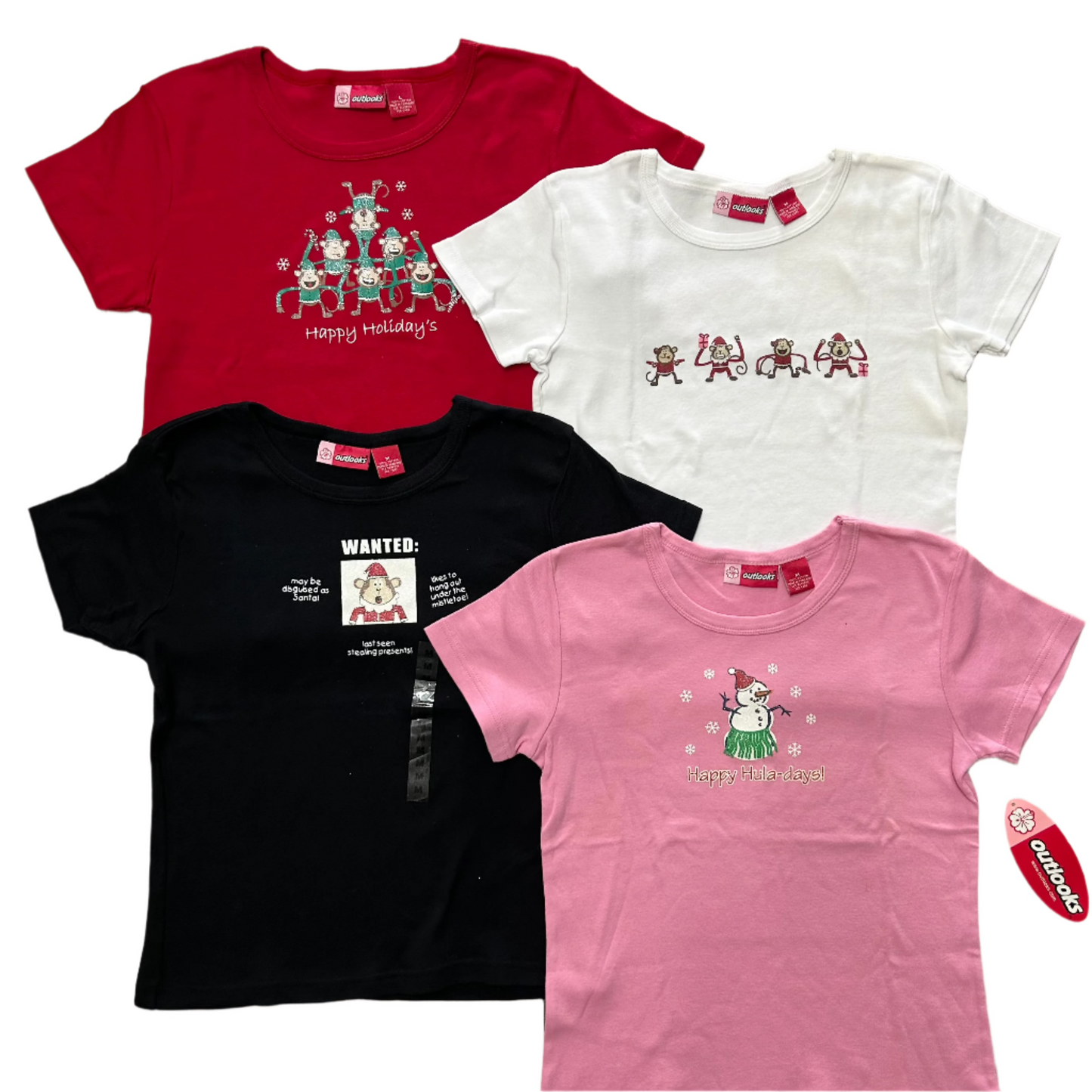 OUTLOOKS Y2K CHRISTMAS BABY TEE'S NWT